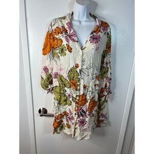 Cupshe Women's Oaklyn Floral Buttoned Shirt Dress Cover Up ~ Size M